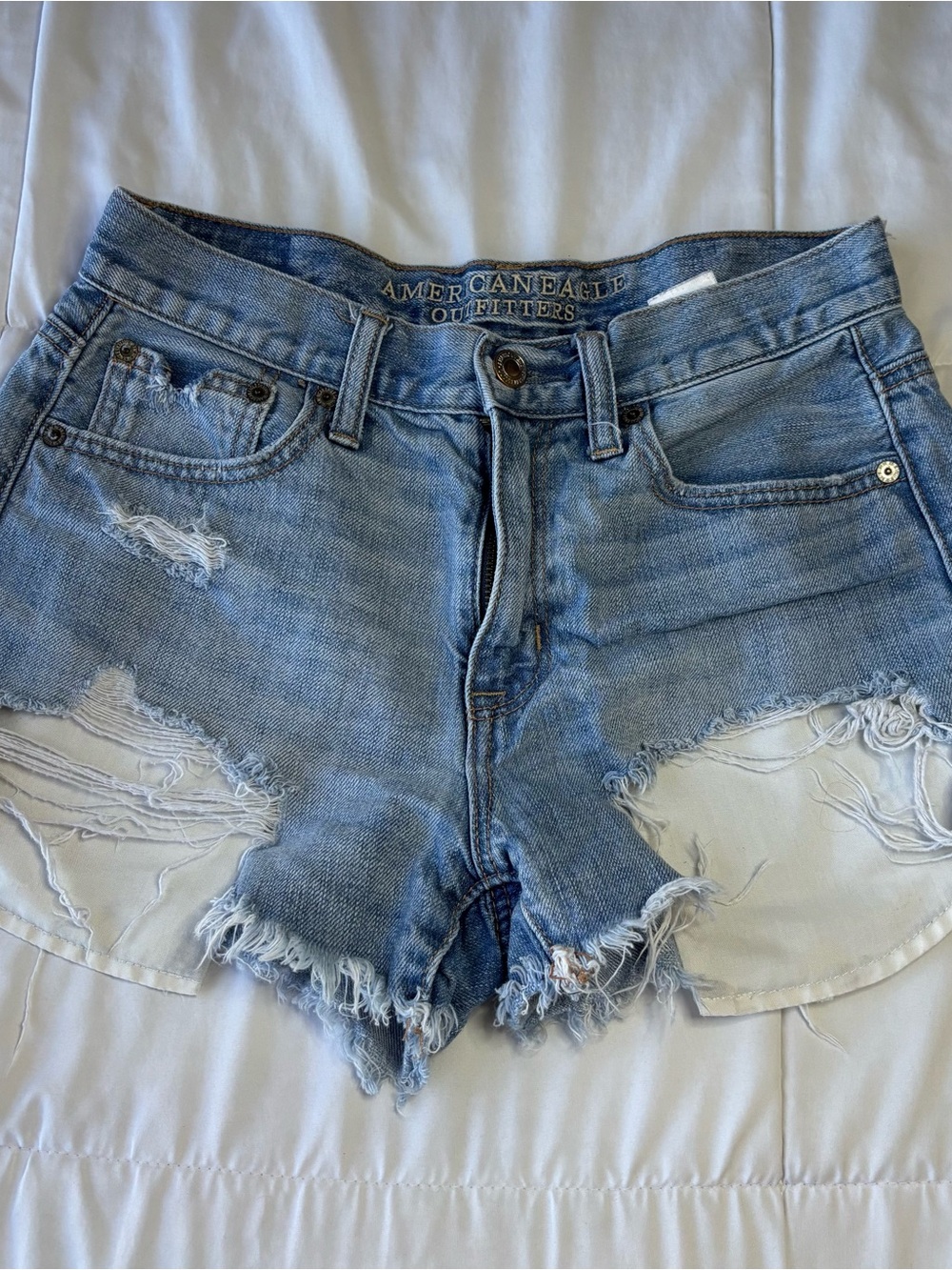 American Eagle Outfitters Light Wash Distressed Denim Cutoff Shorts